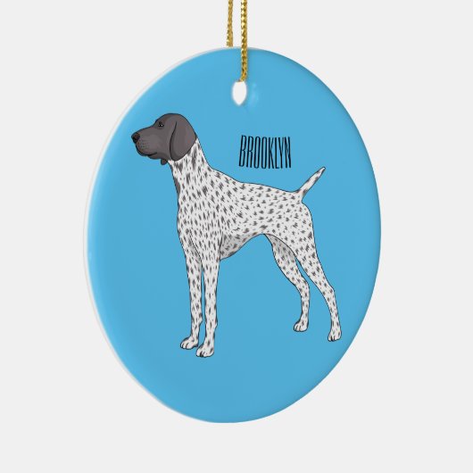 Duitse cartoon van Shorthaired Pointer-hond Keramisch Ornament (Rechts)