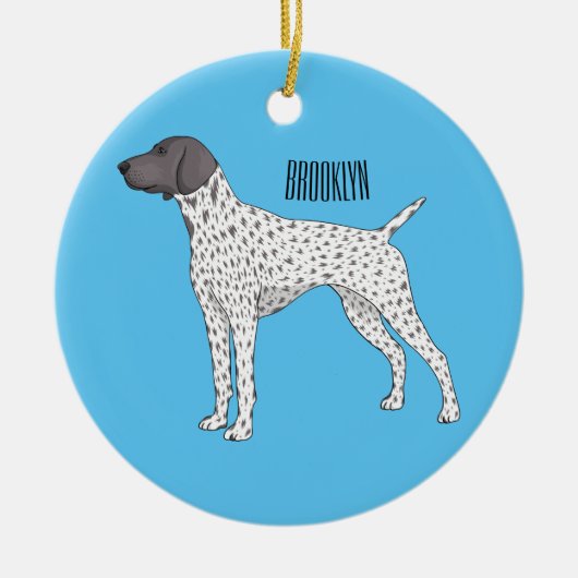 Duitse cartoon van Shorthaired Pointer-hond Keramisch Ornament (Voorkant)