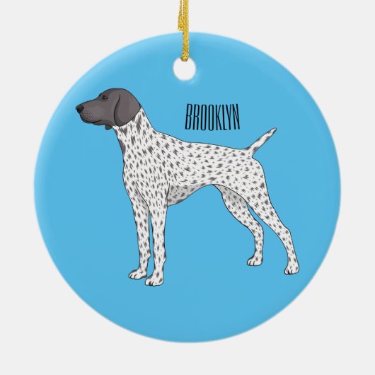 Duitse cartoon van Shorthaired Pointer-hond Keramisch Ornament (Achterkant)