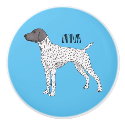 Duitse cartoon van Shorthaired Pointer-hond Keramische Knop (Voorkant)