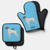 Duitse cartoon van Shorthaired Pointer-hond Ovenwant & Pannenlap Set (Voorkant / Achterkant)