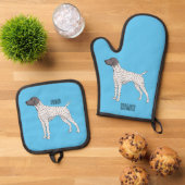 Duitse cartoon van Shorthaired Pointer-hond Ovenwant & Pannenlap Set (Top down)