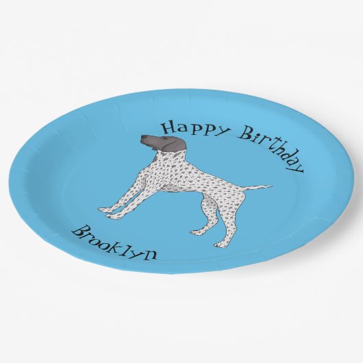 Duitse cartoon van Shorthaired Pointer-hond Papieren Bordje (Gekanteld)