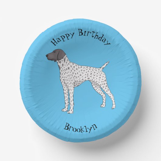 Duitse cartoon van Shorthaired Pointer-hond Papieren Kommen (Voorkant)