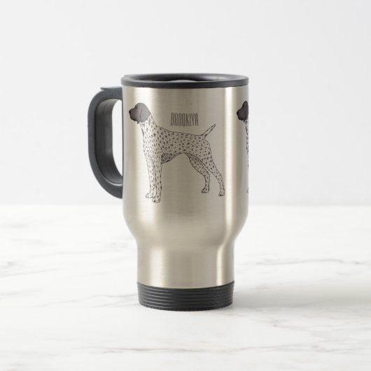 Duitse cartoon van Shorthaired Pointer-hond Reisbeker (Voorkant links)