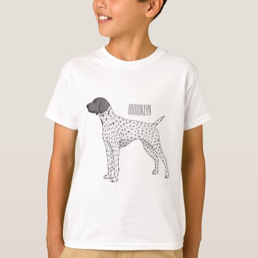 Duitse cartoon van Shorthaired Pointer-hond T-shirt (Voorkant)