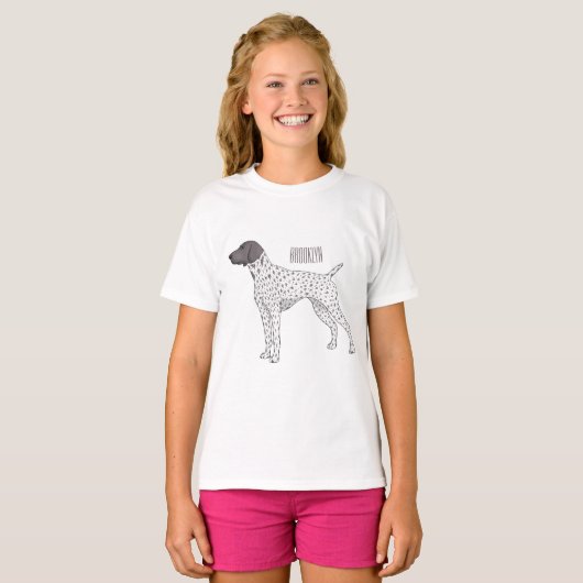 Duitse cartoon van Shorthaired Pointer-hond T-shirt (Voorkant volledig)