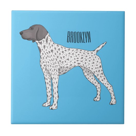 Duitse cartoon van Shorthaired Pointer-hond Tegeltje (Voorkant)