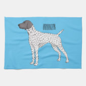 Duitse cartoon van Shorthaired Pointer-hond Theedoek (Horizontaal)