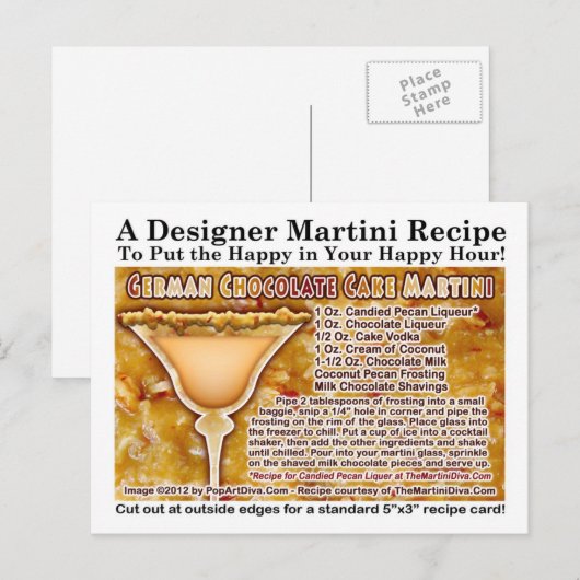Duitse chocoladetaart Martini Recept Briefkaart (Voorkant / Achterkant)
