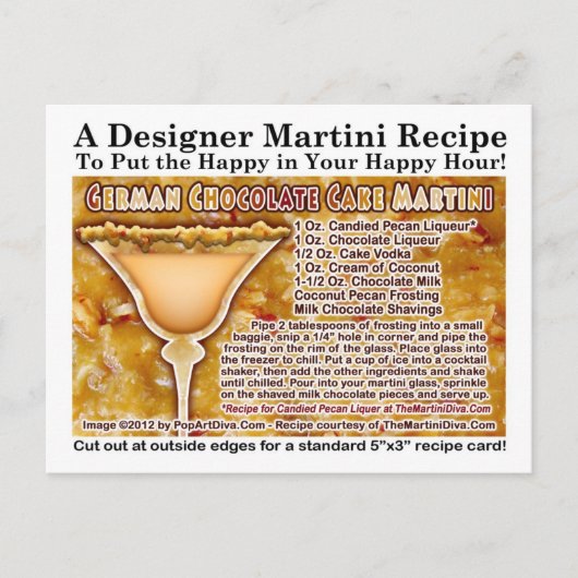Duitse chocoladetaart Martini Recept Briefkaart (Voorkant)