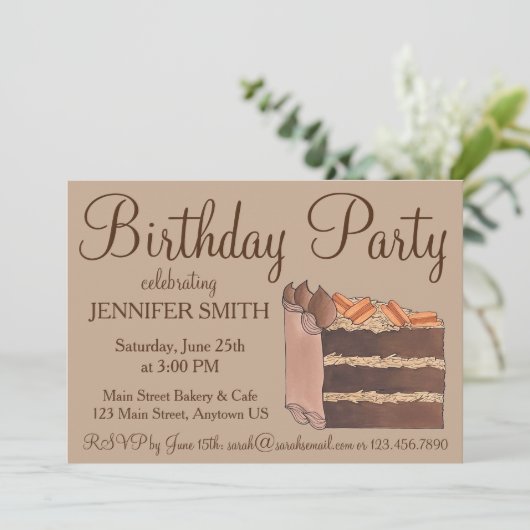 Duitse chocoladetaart plak verjaardagsfeestje ruil kaart (Staand voorkant)