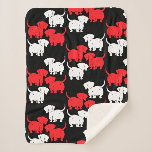Duitse Dachshund Dog Patronen Sherpa Deken (Voorkant)