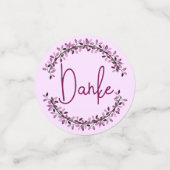 Duitse Danke-typografie Chic Paarse Bladkrans Confetti (Kleine voorkant)