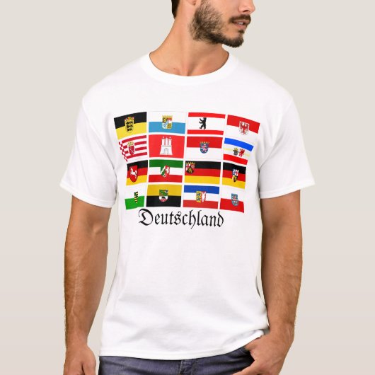Duitse deelstaat Laender Flags Deutschland T-shirt (Voorkant)