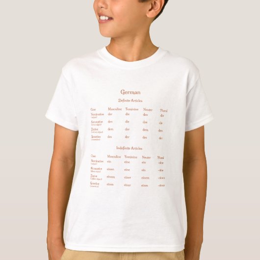 Duitse Definite & onbepaalde artikelen Grammar Hel T-shirt (Voorkant)