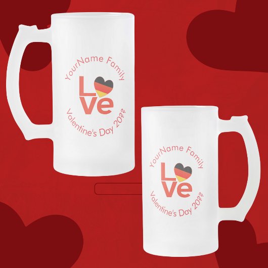 Duitse Deutsch Red LOVE Hart Vlag Matglas Bierpul