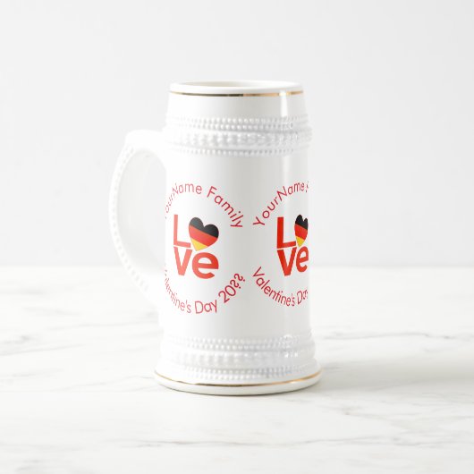 Duitse Deutsch Red LOVE Hartvlag Bierpul (Voorkant links)