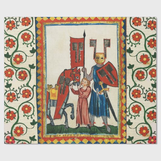 DUITSE DICHTER ALS DUITSE RIDDER MIDDELEEUWSE MINI CADEAUPAPIER (Vlak)