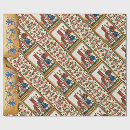 DUITSE DICHTER ALS DUITSE RIDDER MIDDELEEUWSE MINI CADEAUPAPIER (Vlak)