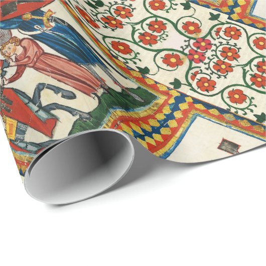 DUITSE DICHTER ALS DUITSE RIDDER MIDDELEEUWSE MINI CADEAUPAPIER (Rol Hoek)