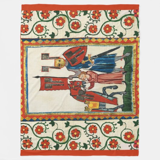 DUITSE DICHTER ALS DUITSE RIDDER MIDDELEEUWSE MINI FLEECE DEKEN (Voorkant)