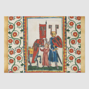 DUITSE DICHTER ALS DUITSE RIDDER MIDDELEEUWSE MINI TISSUEPAPIER