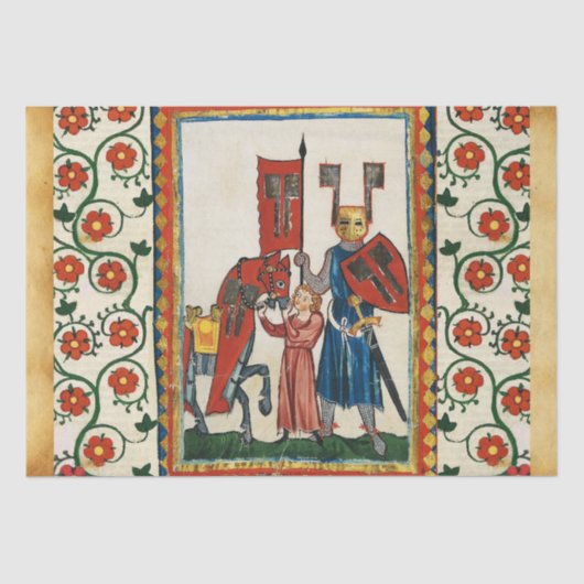 DUITSE DICHTER ALS DUITSE RIDDER MIDDELEEUWSE MINI TISSUEPAPIER (Voorkant)