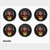  Duitse DJ Skull met Hoofdtelefoon Ronde Sticker (Vel)
