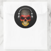  Duitse DJ Skull met Hoofdtelefoon Ronde Sticker (Tas)