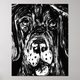 Duitse Dog Kohle tekening Poster