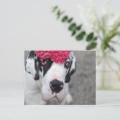 Duitse Dog met Bloemen Briefkaart (Staand voorkant)