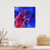 Duitse Dog Schilderij rood blauw Poster (Keuken)