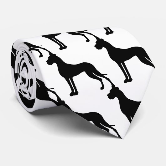 Duitse dog zwarte Silhouet Stropdas (Opgerold)