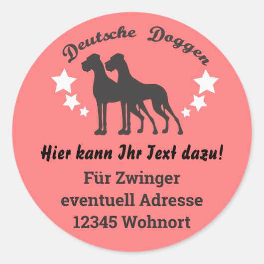 Duitse Doggen Sticker Duits (Voorkant)