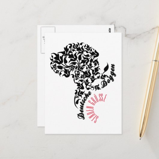 Duitse Doggen sturen groeten Briefkaart (Voorkant / Achterkant in situ)