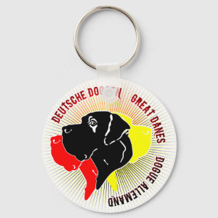 Duitse Doggen Zwart Rood Goud Sleutelhanger