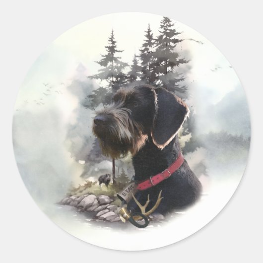 Duitse draadaanwijzer, GWP Ronde Sticker (Voorkant)
