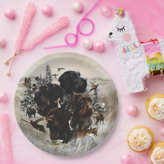 Duitse Draadhaar Papieren Bordje (Feest)