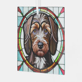 Duitse draadharige aanwijzer "Glas in lood" Glas Ornament (Voorkant links)