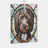 Duitse draadharige aanwijzer "Glas in lood" Glas Ornament (Voorkant Rechts)