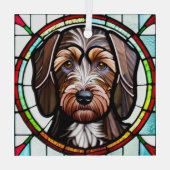 Duitse draadharige aanwijzer "Glas in lood" Glas Ornament (Achterkant)