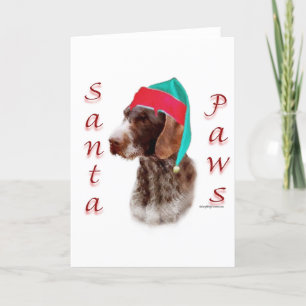 Duitse draadharige aanwijzer Santa Paws Feestdagen Kaart