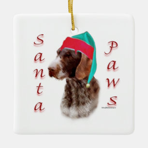 Duitse draadharige aanwijzer Santa Paws Keramisch Ornament