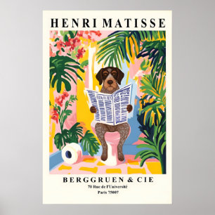 Duitse Draadharige Hond op Toilet Kleurrijke Matis Poster