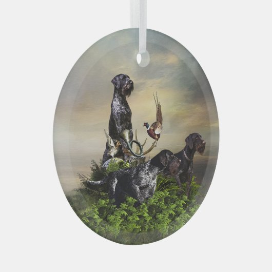 Duitse draadharige pointer Glas Ornament (Voorkant Rechts)