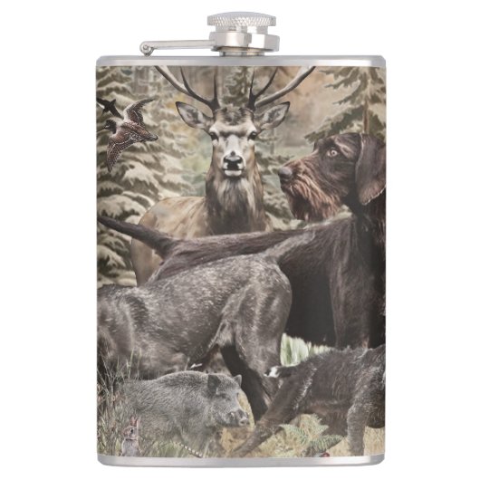 Duitse Draadharige Pointer Heupfles (Voorkant)