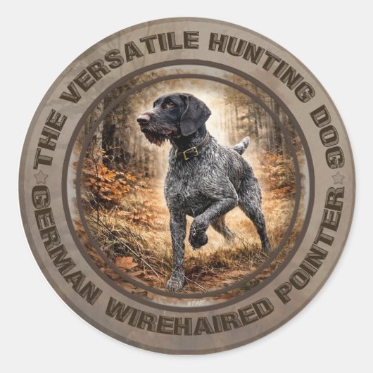 Duitse Draadharige Pointer Ronde Sticker (Voorkant)