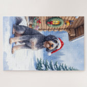 Duitse Draadharige Pointer Sneeuw Lodge Kerstman H Legpuzzel (Horizontaal)