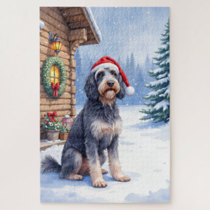 Duitse Draadharige Pointer Sneeuw Lodge Kerstman H Legpuzzel